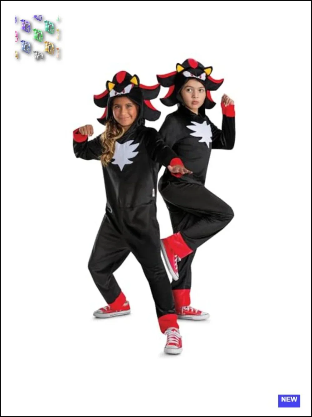 Officially Licensed Sonic Shadow Costume for Kids, Hooded Jumpsuit, Halloween